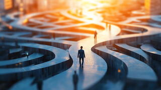 Image of person walking through maze