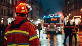 Image of firefighter at accident scene