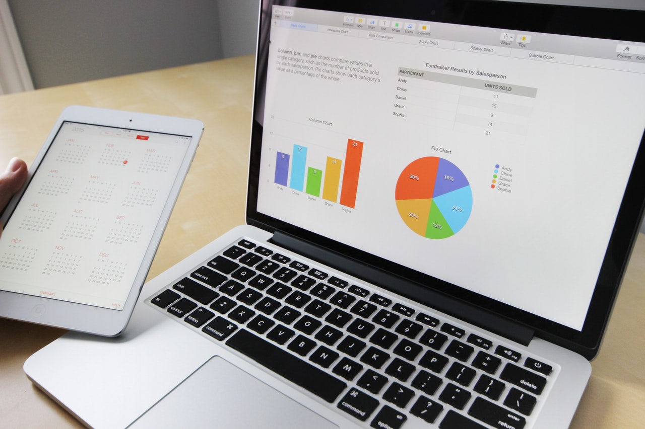 Image of laptop and tablet with charts and graphs