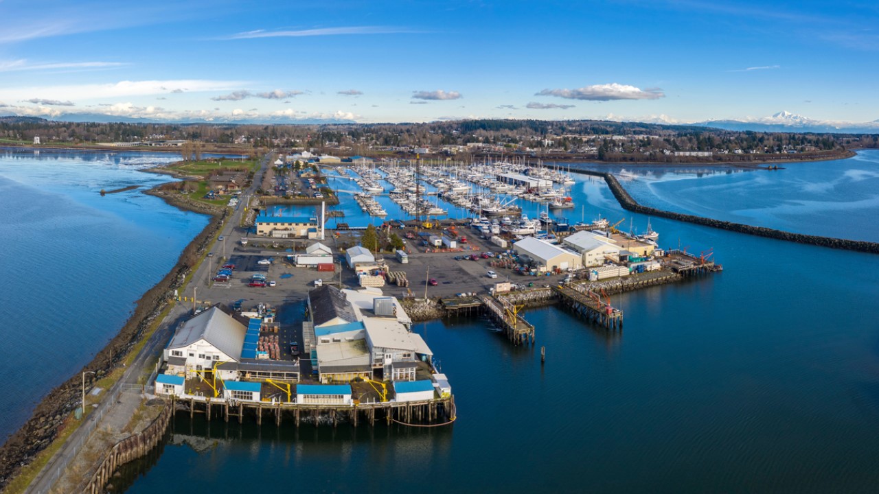 Blaine Public Pier and Marina in Blaine, Washington, USA, operated by the Port of Bellingham.