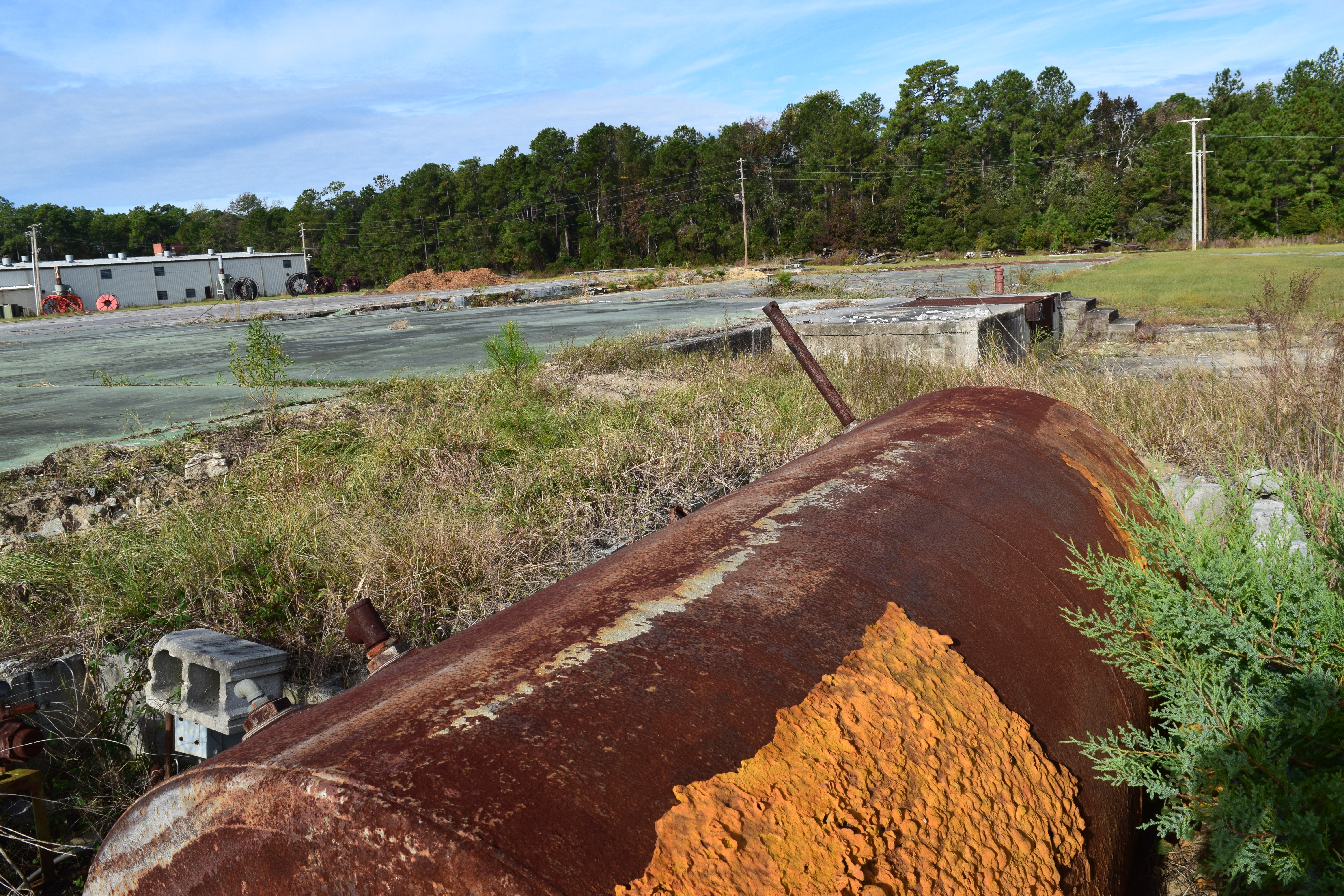 Brownfield property with storage tank