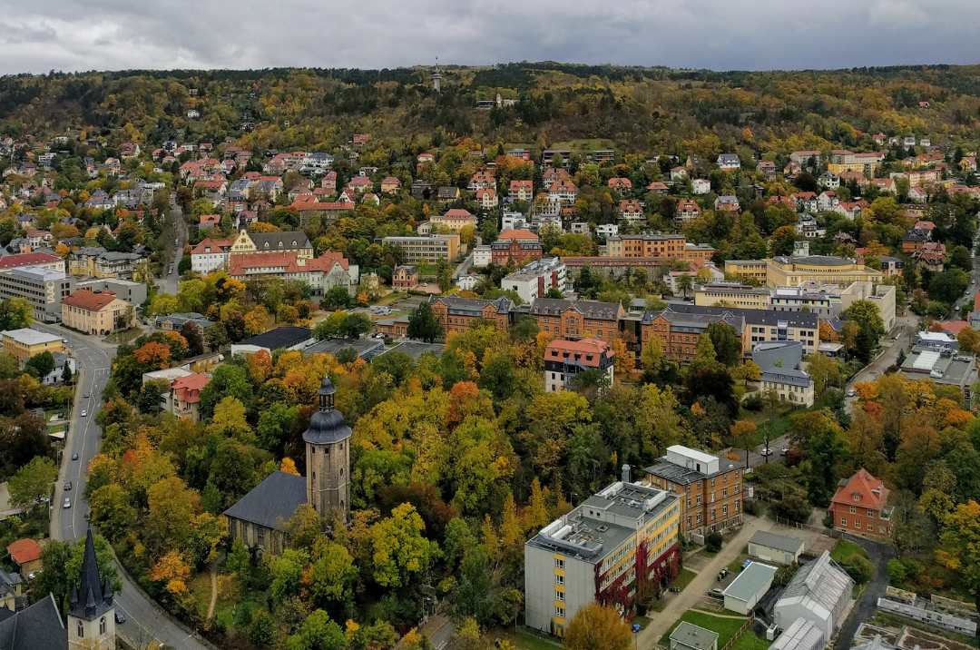 Aerial image of a town