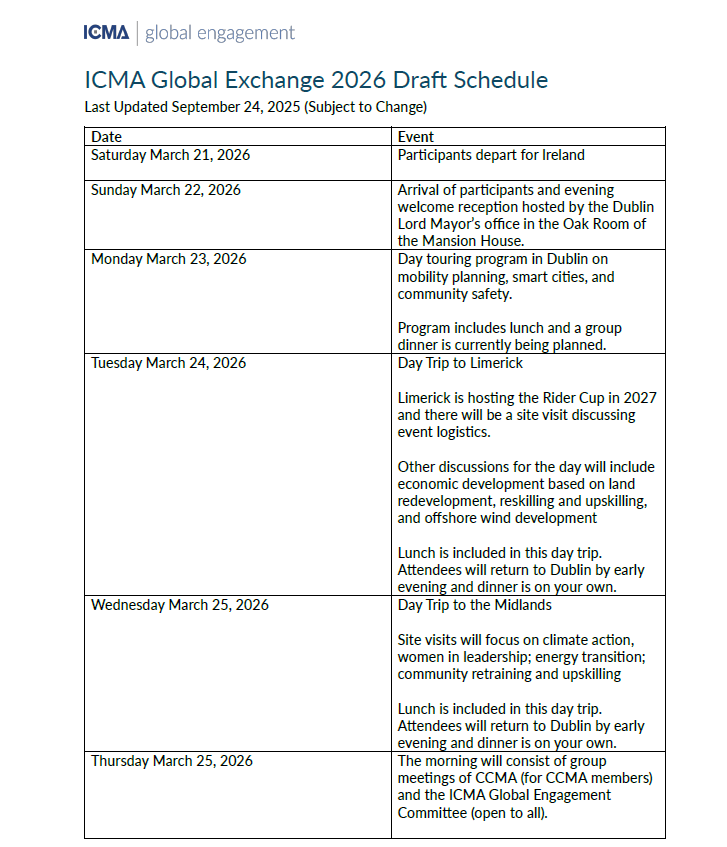 Global Exchange Schedule Page 1