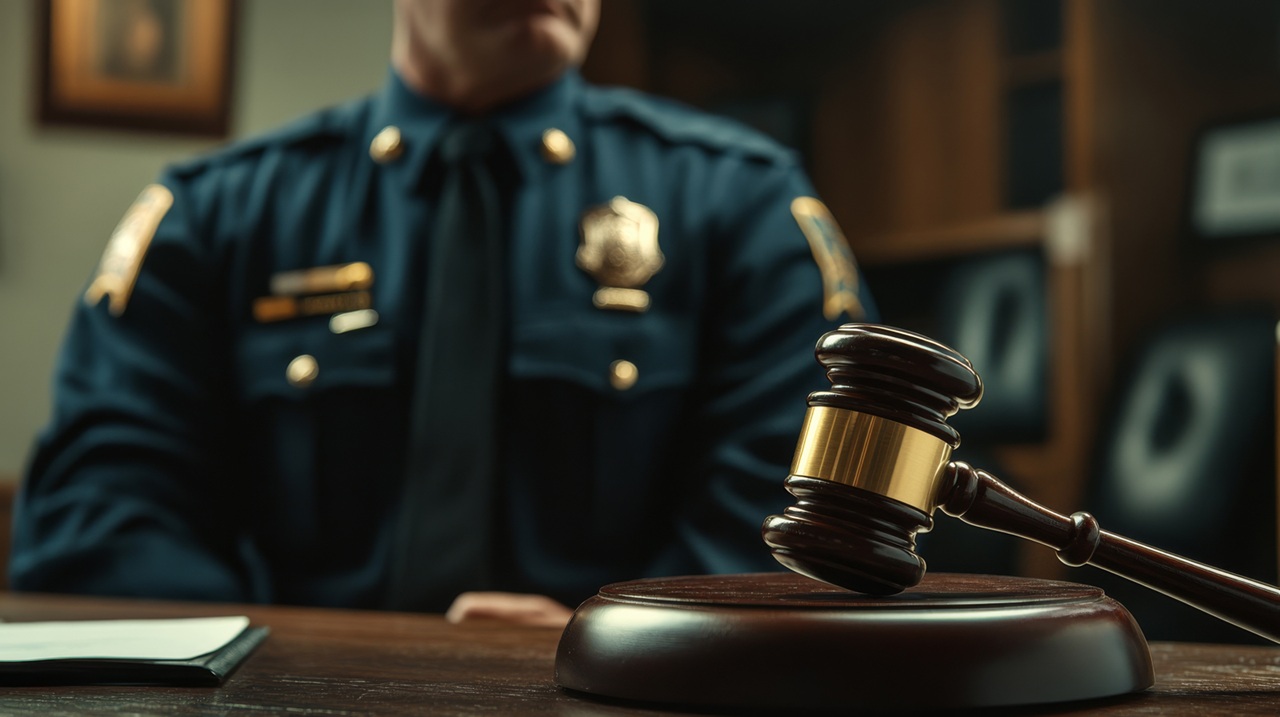 Image of police officer and gavel