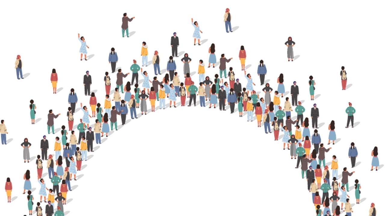 Image of people crowding around