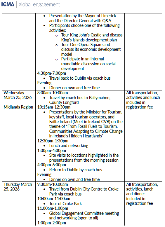 2026 Global Exchange Schedule 2 December 2025