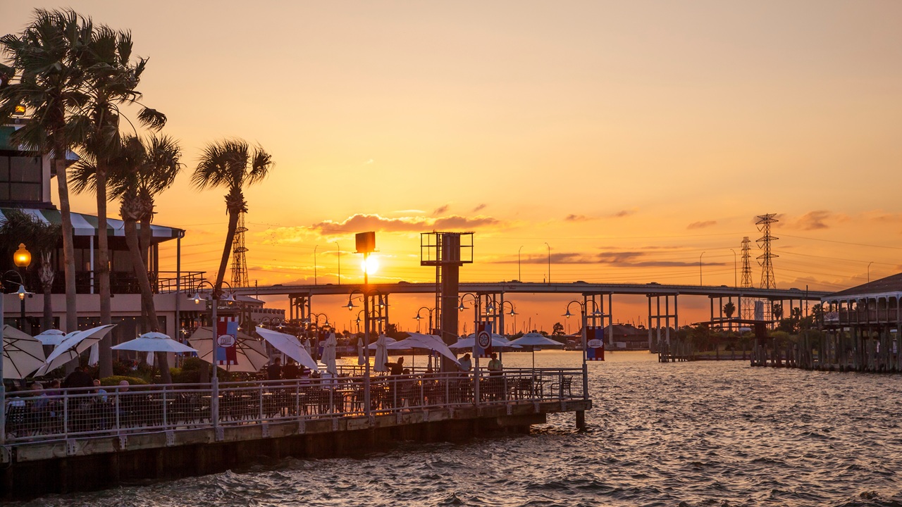 Sunset at the Kemah Boardwalk, Texas 