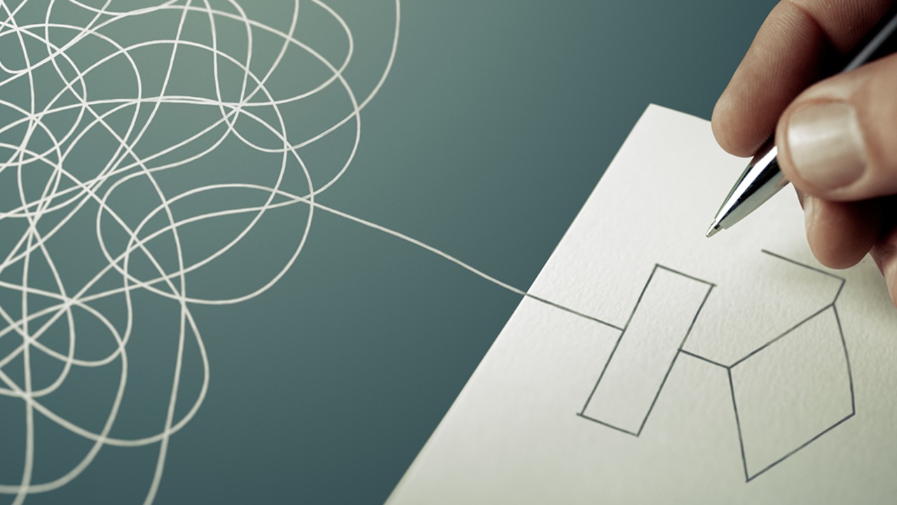 Image of scribble being organized into workflow