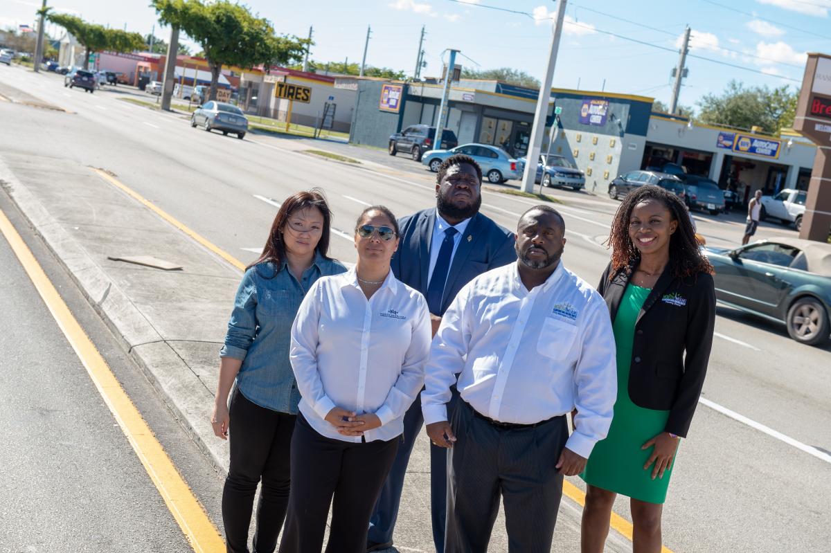 City manager Larry Spring with city management exploring one of the opportunity zones.