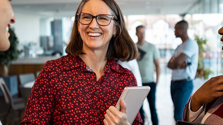 businesswoman talking to colleagues