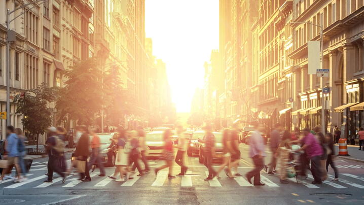 Photo of people in a crosswalk