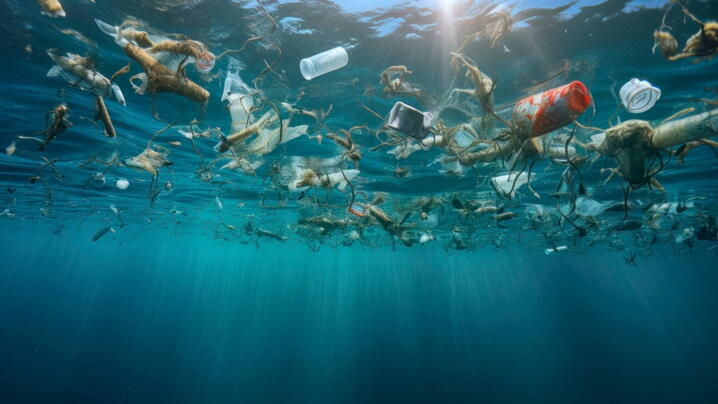 image of plastic refuse floating on the ocean surface
