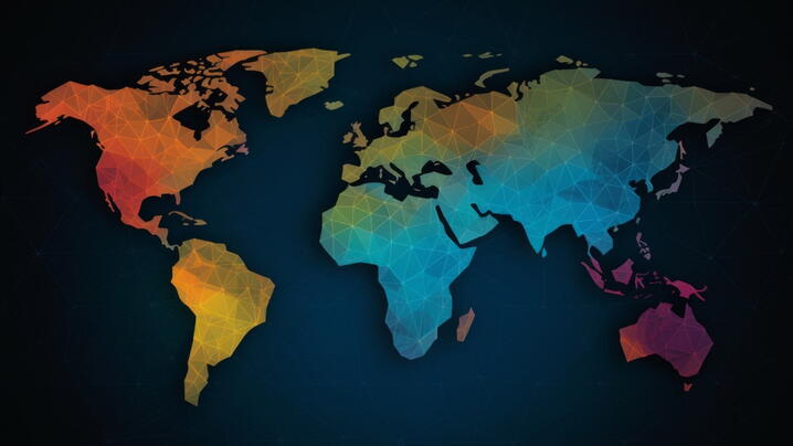 Colorful rendering of the world map