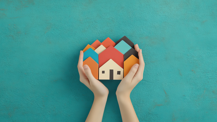 Image of hands holding houses