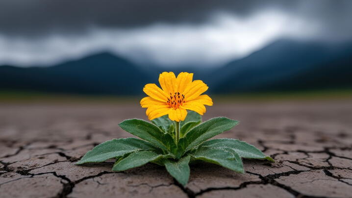 Image of flower in barren soil