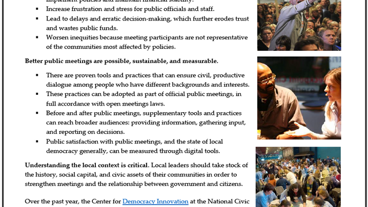 Document First Page Democracy Innovations for Better Public Meetings