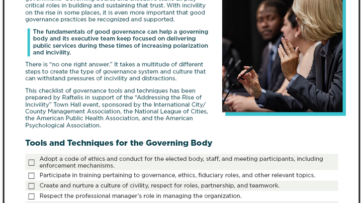 cover Checklist for Fostering Good Governance