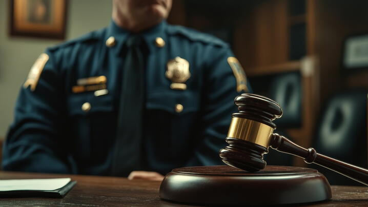 Image of police officer and gavel