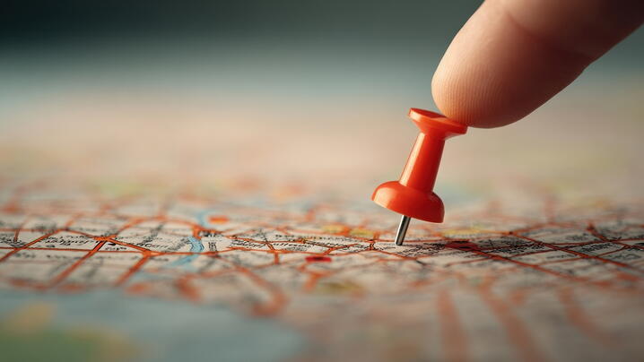 Image of pushpin in map