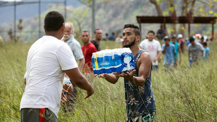 Preparing for hurricane bottled water in advance of hurricane