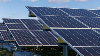 Solar Panels displayed at the AC Power ribbon cutting ceremony in Old Bridge Township, New Jersey.