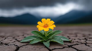 Image of flower in barren soil