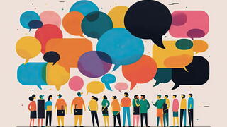 Image of people with speech bubbles overhead