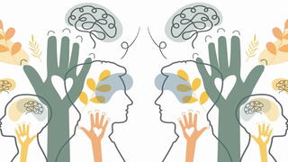Illustration of silhouettes with helping hands