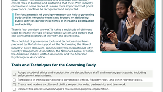 cover Checklist for Fostering Good Governance