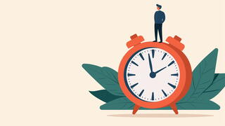 Image of man standing on a clock