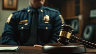 Image of police officer and gavel