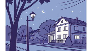 Image of streetlamp on neighborhood street