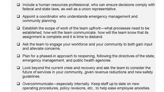 COVID-19 Recovery Team Checklist COVID-19 Recovery Team Checklist