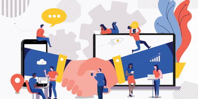 Illustration of people working together