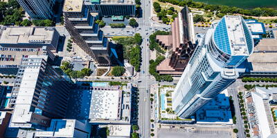 City of Austin Texas from aerial view of city