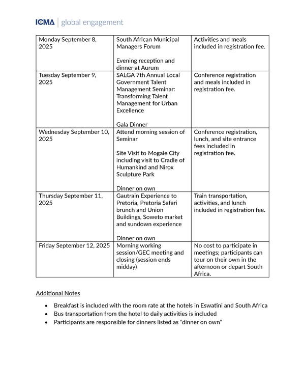Global Exchange Draft Schedule 2